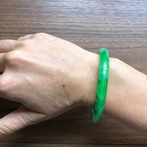 Vintage Jade Glass Bangle Green Bracelet